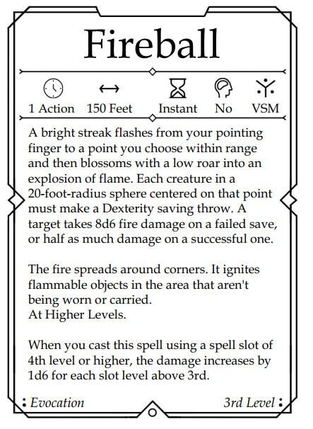 Arcane Spell Cards Dungeons and Dragons PDF Fillable - Etsy
