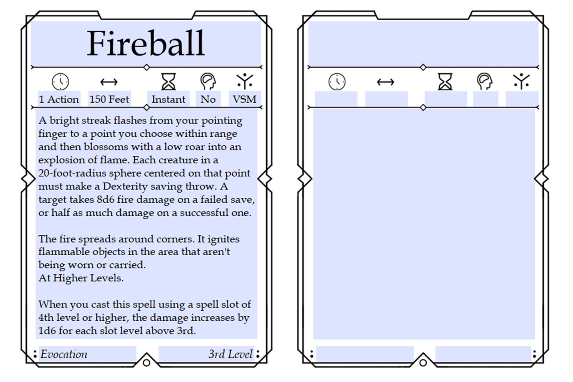 Arcane Spell Cards Dungeons and Dragons PDF Fillable - Etsy