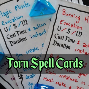 Spell Cards / Dungeons and Dragons  / Torn book Pages