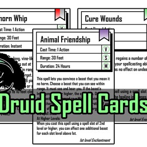 DnD 5e Druide Spell Cards Niveaux 0, 1