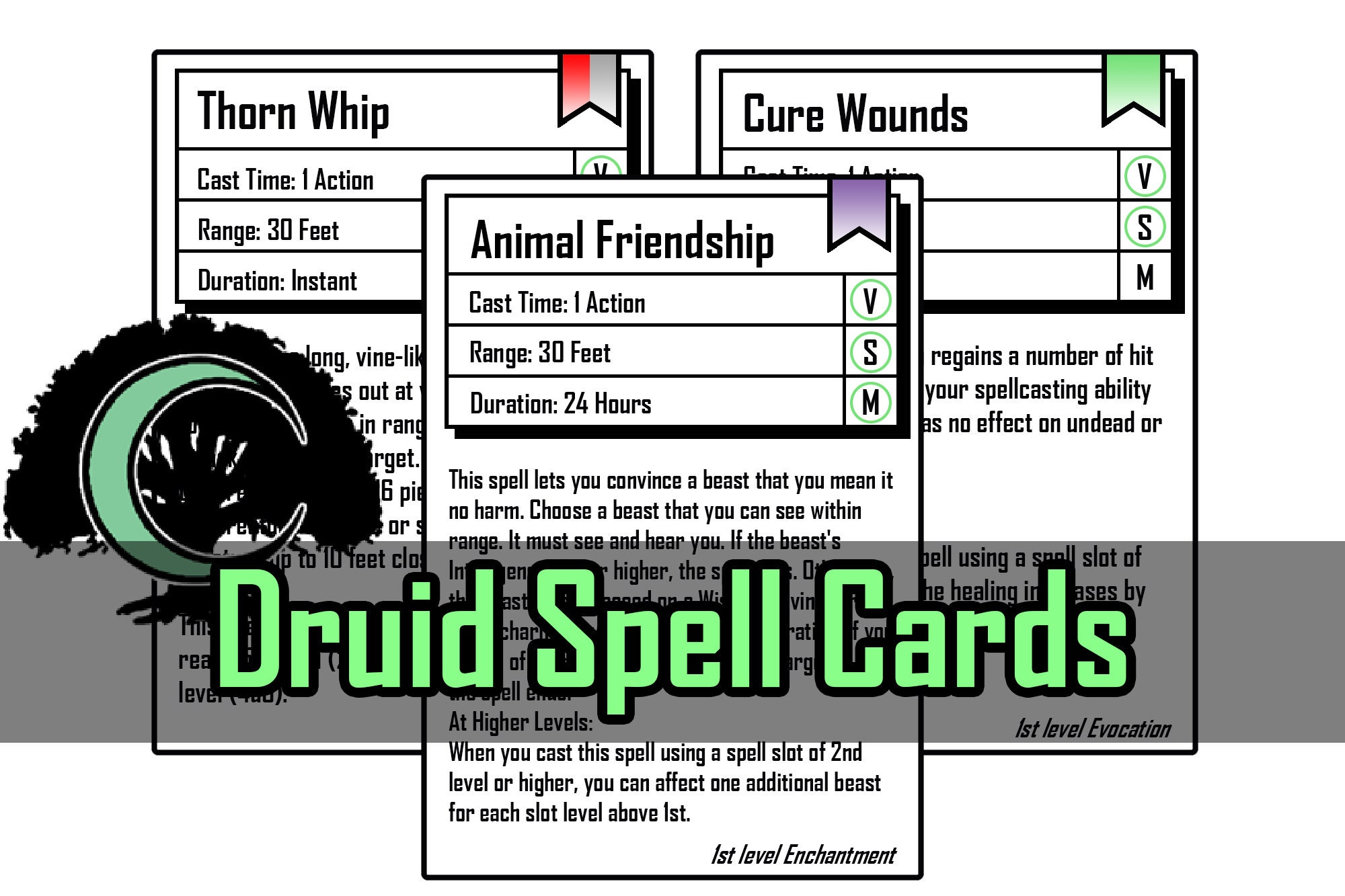 Dnd 5e Druid Spell Cards Levels 0, 1 - Etsy