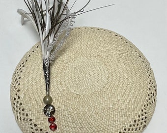 FascinatorBase/Button shape, Weave by hand with Toquilla Straw,Ready to wear Fascinator Accessory, Artisanal handcrafted headwear.