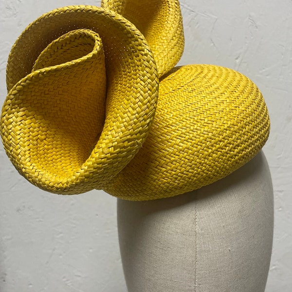 Sculptural Fascinator Base/ Genuine panama hat NATURAL STRAW-toquilla,Ready to wear Fascinator Accessory, Artisanal handcrafted headwear.