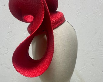 SALE Sculptural Panama Hat Fascinator Base - Genuine Toquilla Straw Headpiece for Ascot