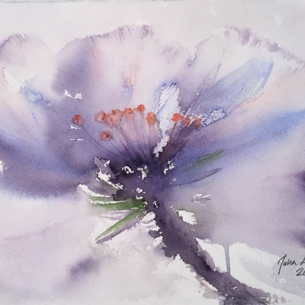 Print from Original POPPY Watercolor  Painting by Juha Lesonen. Print-Home Decor-FLOWER Wall Art-Print for framing. Happines For You