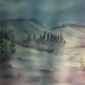 Art Print - Aquarelle - Print Of A Painting - Landscape Northern Finland - A Short Day - Print Watercolor Painting - Home Decor