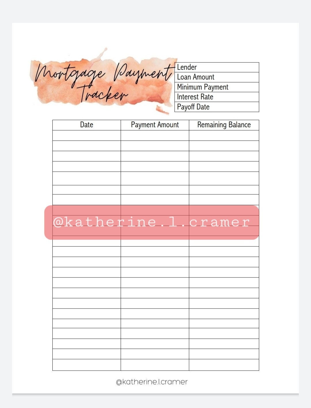 Mortgage Payment Tracker Printable PDF Mortgage Free - Etsy