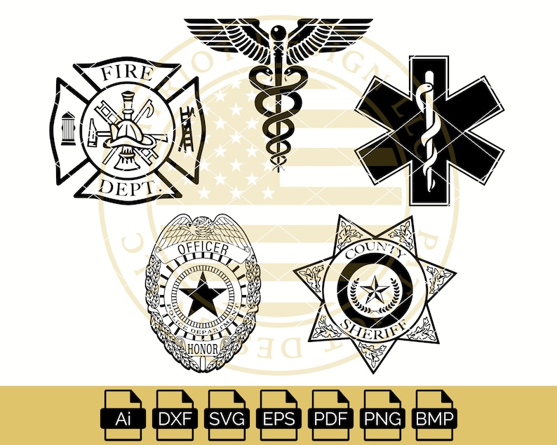 First Responders Package Sheriff Badge Police Badge EMS | Etsy