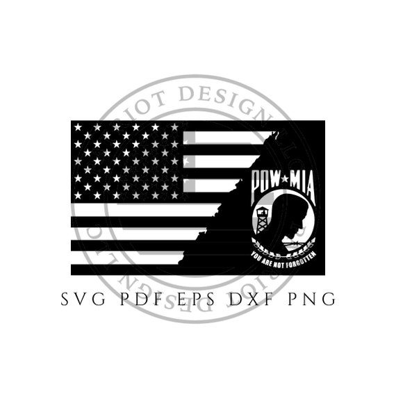 Download POW MIA POW American Flag Vector Black & White Clip Art | Etsy