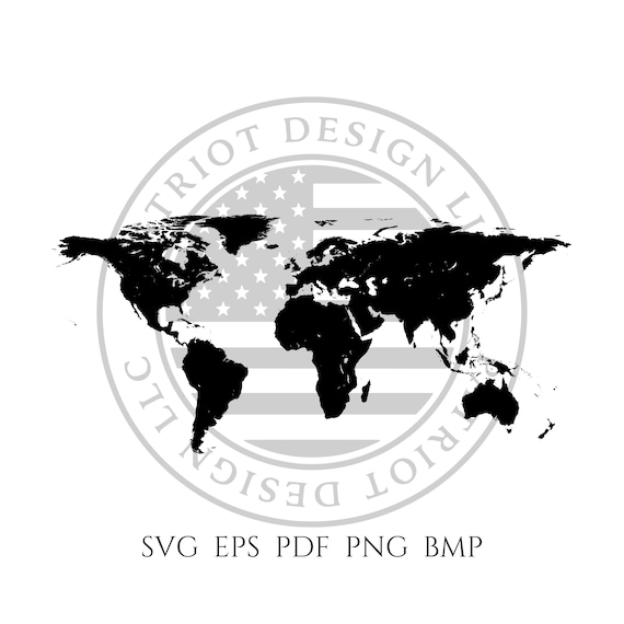 World Map Vector World Map World Map Svg Map File Etsy