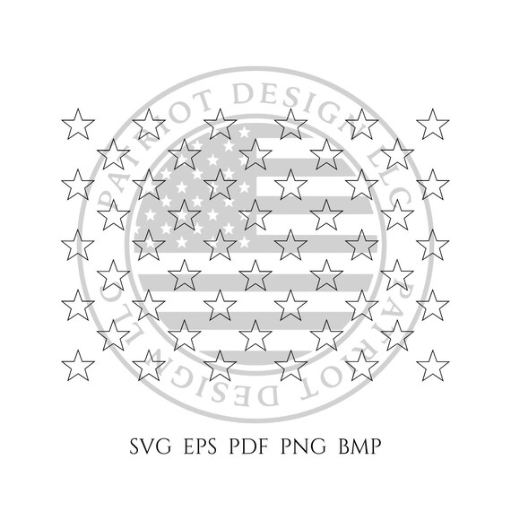 Download Outlined 50 Star Union 50 stars 50 star Vector Black & | Etsy