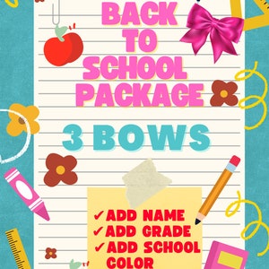 Personalized School Bow Package (3 Bows) (Only school Bows)