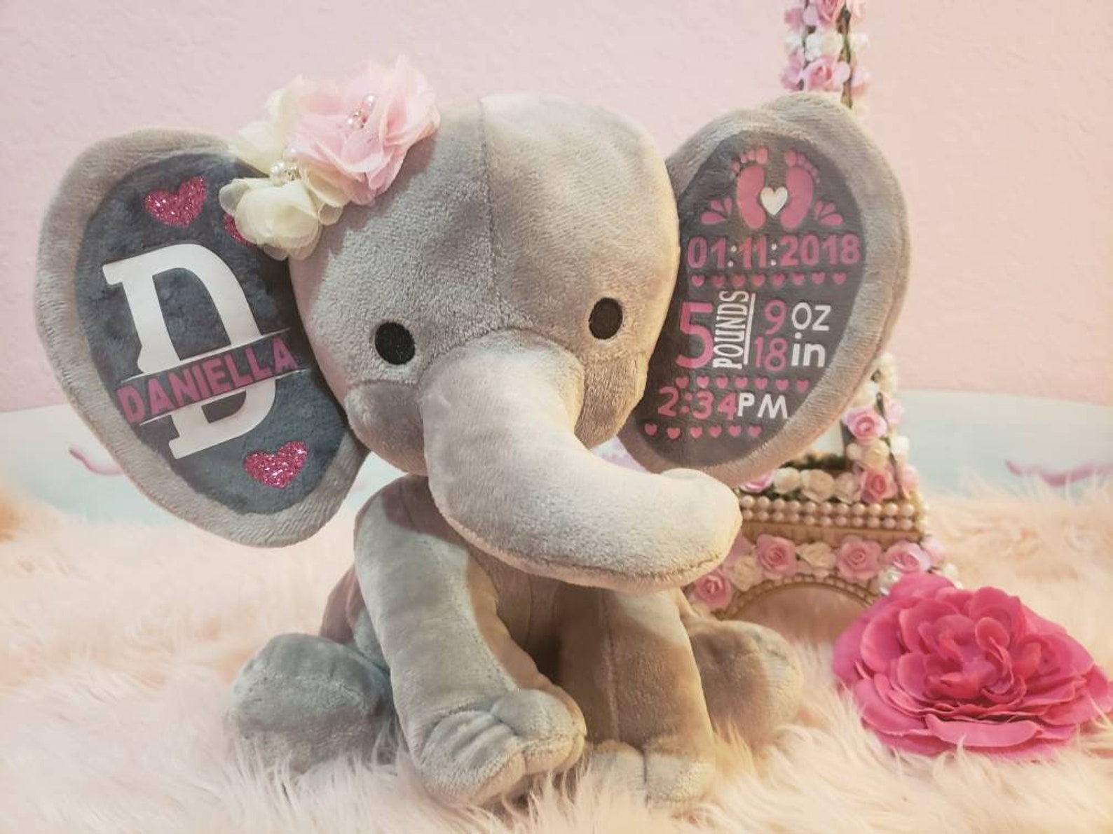 Personalized Elephant Birth Announcement for Baby Boy or Girl Etsy