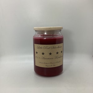 Little Red Schoolhouse/Highly Scented Candle/Apothecary Jar 26 oz/Paraffin Wax/Farmhouse Candle/Hand Poured Candle/Red Currant