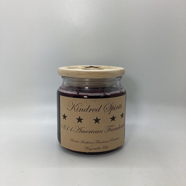 Kindred Spirit Highly Scented Candle/Apothecary Jar 18oz/Paraffin Wax/Farmhouse Candle/Hand Poured Candle/Country-Primitive Candle