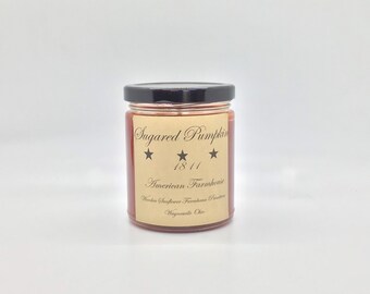 Sugared Pumpkin Highly Scented Candle/ Jelly Jar 9oz/Paraffin Wax/Farmhouse Candle/Hand poured Candle/ Country-Primitive Candle