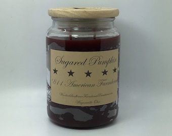 Gezuckerte Kürbis Duftkerze / Apothekerglas 26 Unzen / Paraffinwachs / Bauernhauskerze / Hand gegossene Kerze / Country-Primitive Kerze