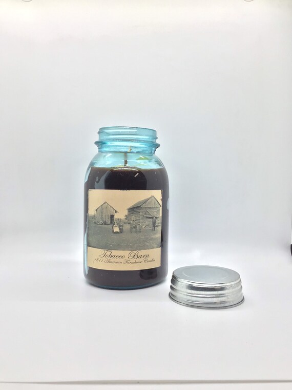 tobacco barn candle Luxury Soy & Beeswax Blend - Double Crackling Wooden Wick - Cherry Pipe crackling wood + cotton for an even Hand-Poured Soy Candle  TOBACCO