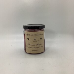 Little Red Schoolhouse/Highly Scented Candle/Jelly Jar 10oz/Paraffin Wax/Farmhouse Candle/Hand Poured Candle/Red Currant
