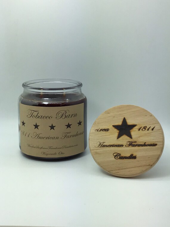 Tobacco Barn Highly Scented Candle/apothecary Jar 18 Oz/paraffin  Wax/farmhouse Candle/hand Poured Candle/country-primitive Candle