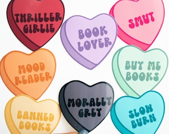 Bookish Candy Hearts Valentines Stickers | Candy Hearts | Valentines Day | Bookish | Candy Hearts Vinyl Sticker