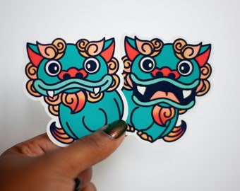 Okinawa Shisa Dog Vinyl Stickers - Japan Art (2 PACK)