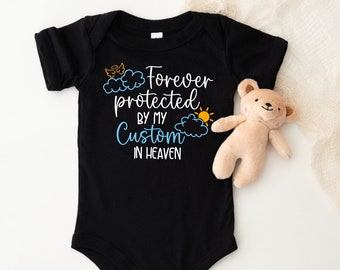 Forever Protected By Custom Baby Onesie®, Custom Name In Heaven, Custom Baby Onesie®, Baby Shower Gift, Personalized, Angel Sentimental