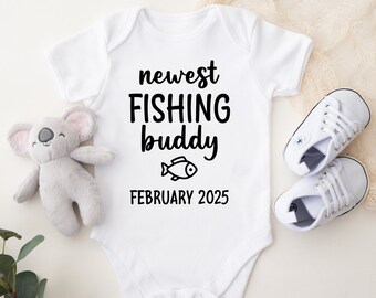 Fishing Buddy Pregnancy Announcement: Baby Bodysuit, Coming Soon