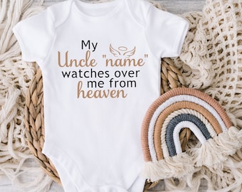 Guardian Angel Baby Bodysuit: Uncle Watches Over Me, Custom Name