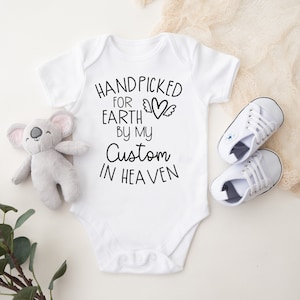 Handpicked For Earth By My Custom Name In Heaven Baby Bodysuit, Custom Baby, Baby Shower Gift, Guardian Angel, Personalized Baby Bodysuit