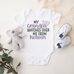 My Grandpa Watches Over From Heaven, Baby Bodysuit, Toddler Shirt, Infant Shirt, Custom Baby Shower Gift, Grandpa In Heaven, Guardian Angel