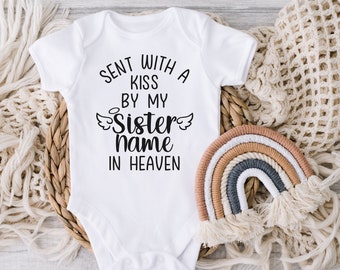 Sister In Heaven Baby Bodysuit: Rainbow Baby Memorial, Guardian Angel