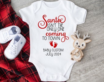 Christmas Baby Announcement, Santa Isn't The Only One Coming To Town, Custom Baby Shower Gift, Announcement, Baby Gift