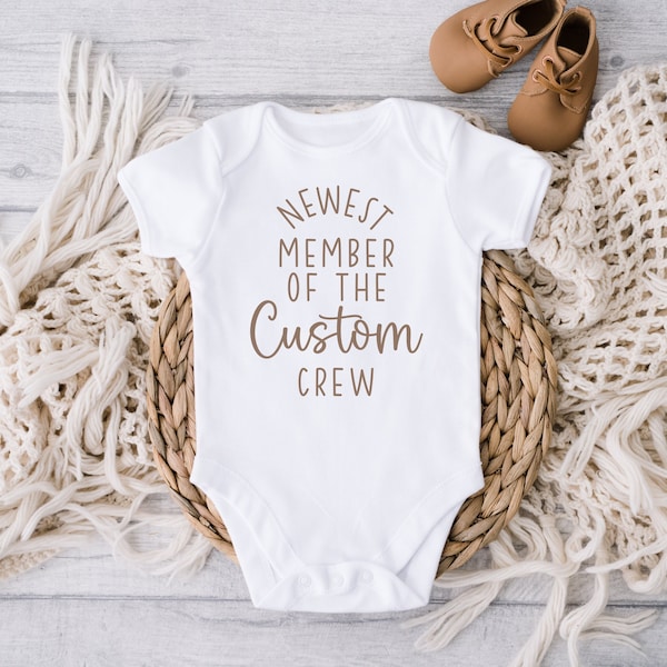 Newest Member Of The Crew Baby Announcement, Baby Bodysuit, Pregnancy Reveal, Custom Bodysuit, Baby Shower Gift, Pregnancy Announcement