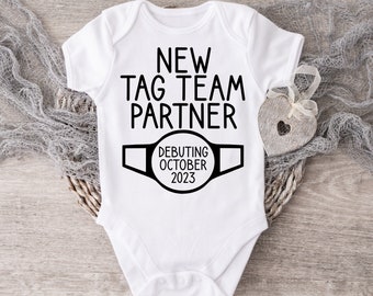 Wrestling Baby Announcement Bodysuit: Tag Team Partner, Champion Belt