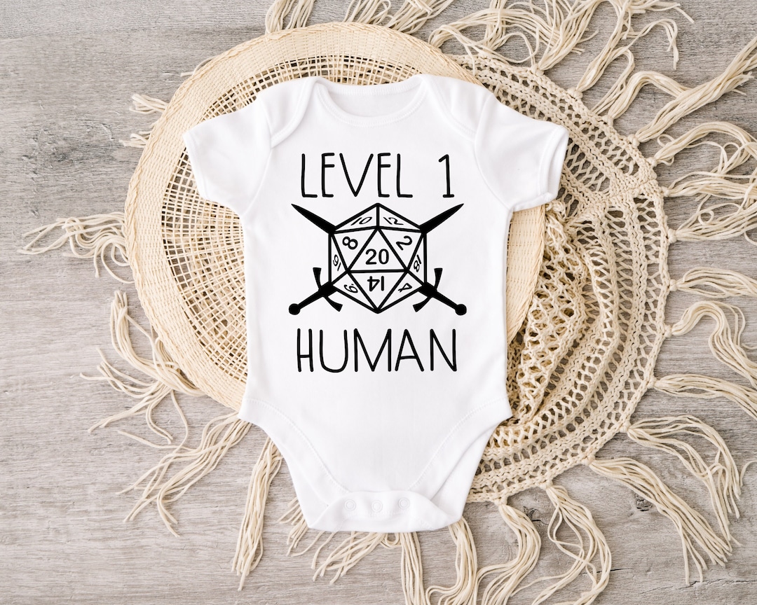 Level One Human Baby Bodysuit MMO RPG Twenty Sided Die Etsy