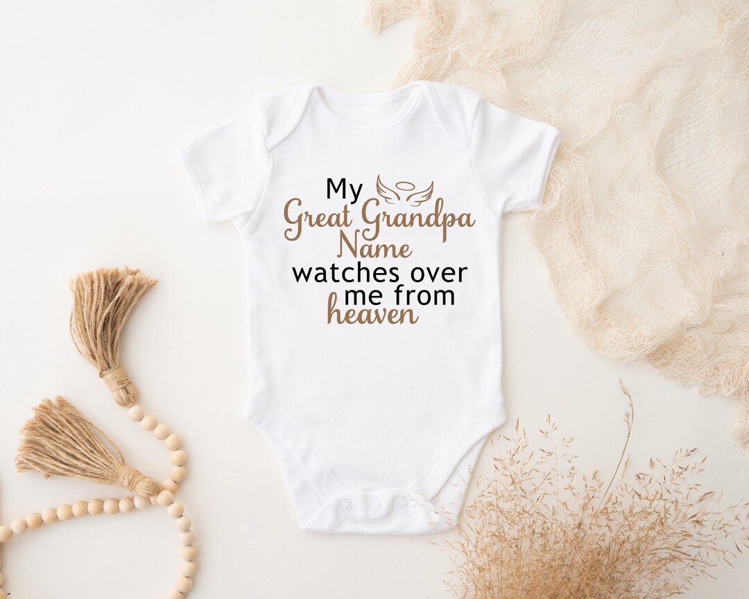 Grandpa Guardian Angel Baby Bodysuit: Custom Memorial Shower Gift