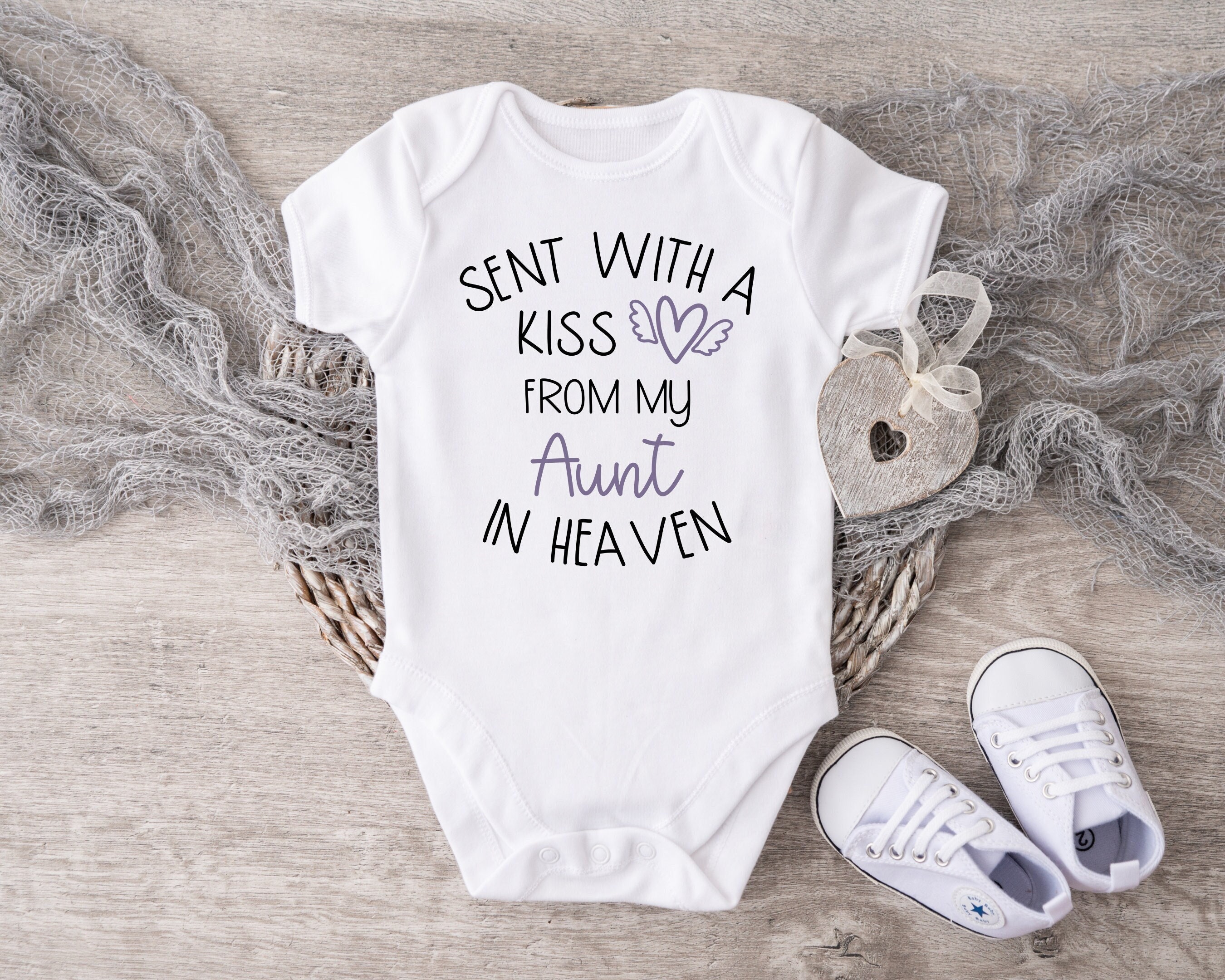 Sent With A Kiss From My Aunt in Heaven Baby Bodysuit: Guardian