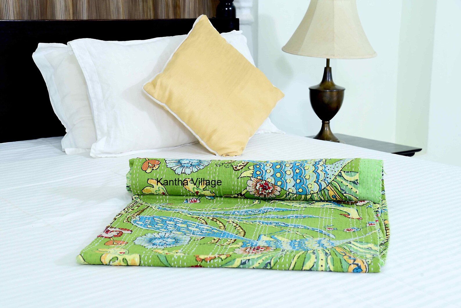 Bird of paradise kantha quilt bedding quilt bedspread bed Etsy