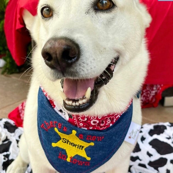 Rodeo Over-the-Collar Dog Bandana | It's Texas Y'all | Cowboy | Cowgirl |Western Wear | Cowpoke | Not My First Rodeo | New Sherriff In Town