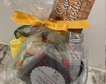 Luxurious Self-Care Gift Basket - Monogrammed Headband, Goat Milk Products - Spa Basket Perfect for New Moms, Teachers, Grads & Dads!