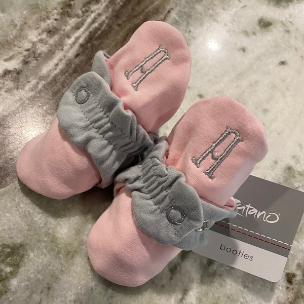 Personalized Organic Cotton Stay On Baby Booties | Crib Shoes