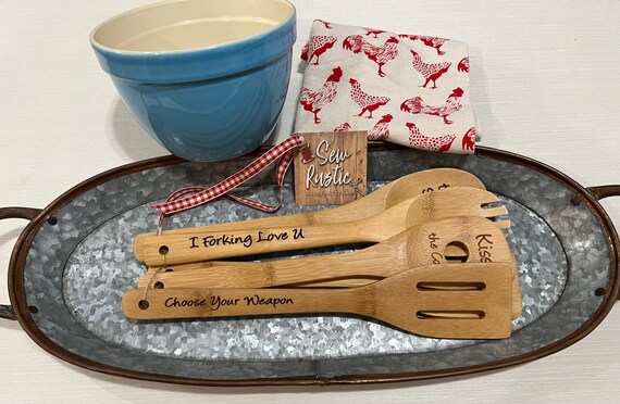 Funny Wooden Kitchen Utensils Set of 5 Housewarming 