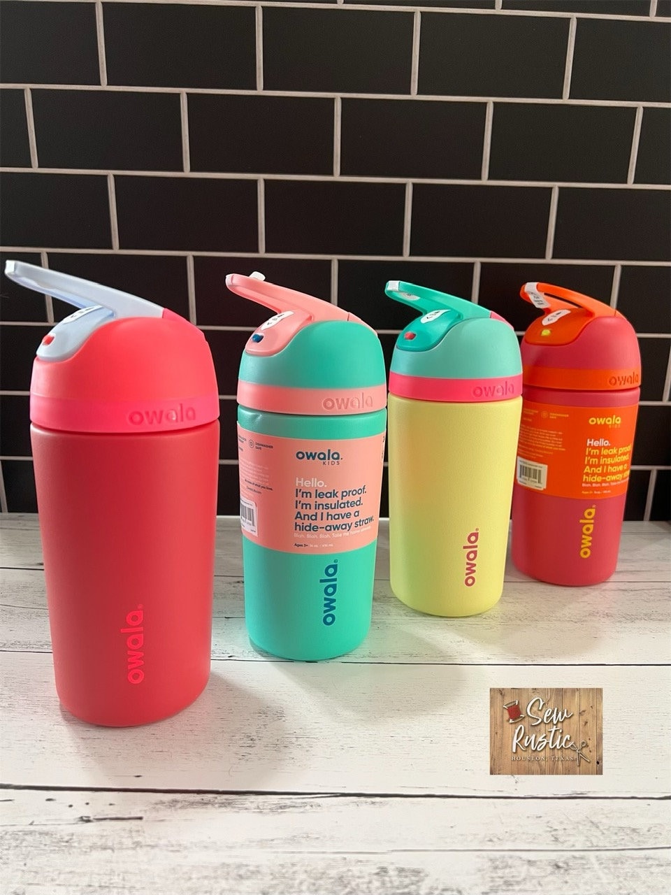 OWALA 14OZ Kids Flip Bottle Custom Laser Engraved Double Insulated /  Stainless Steel Light Green 