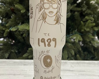 Engraved Tumbler 40 oz with handle and Straw | Chickens | Leopard | Butterflies | Football | Hunting | Sugar Skulls | Jesus | Gamer