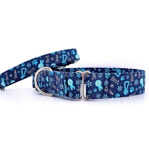Martingale Dog Collar Best in Snow Winter Collar - Size XS-XL- Adjustable 1 inch, 1.5 inch and 2&quot; Snowdog Collar, Snowflakes Collar fun