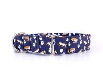S'mores Print Martingale Dog Collar: Adjustable Fall Food Collar