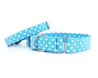 Polka Dots Dog Collar Martingale, Summer collar, handmade, customizable