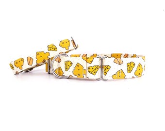Martingale Dog Collar Cheese Chonks, handmade, XS to XL, adjustable & machine washable