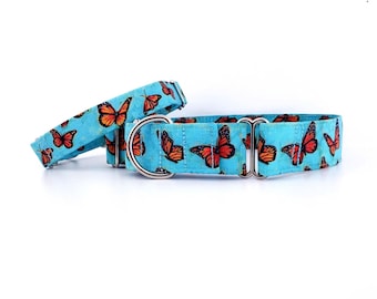 Martingale Dog Collar Butterflies Monarchs- transformed from original painting, Proceeds to help Shelter Animals